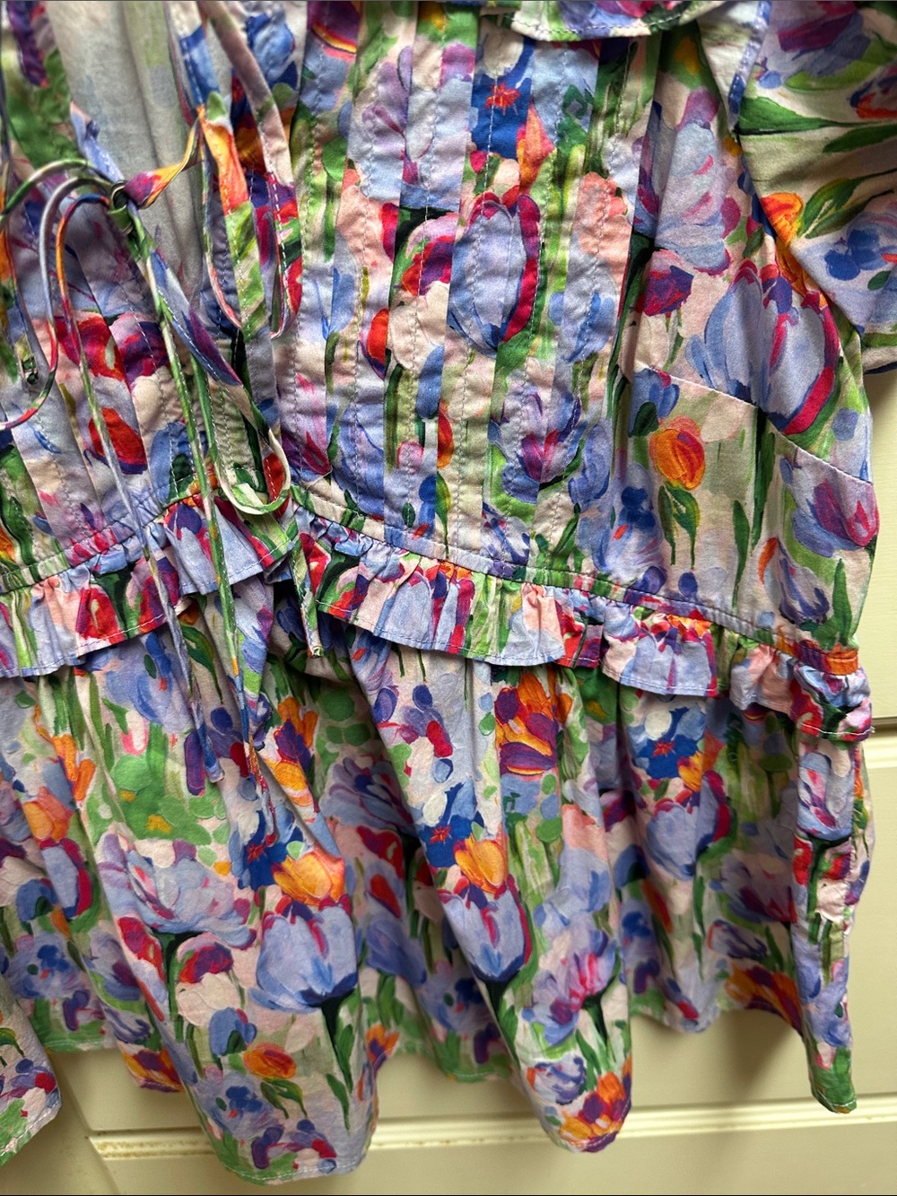 entro Lavender Floral Puff-Sleeve Top with Ruffle Details - Picture 5 of 8